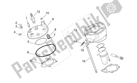 All parts for the Cylinder Head of the Aprilia Classic 608 50 1992 - 1999