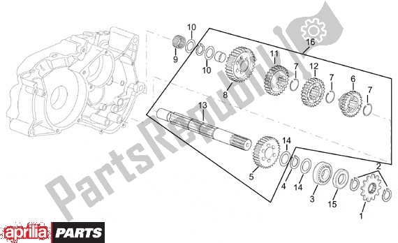 All parts for the Transmissieas 5 Standen of the Aprilia Classic 608 50 1992 - 1999