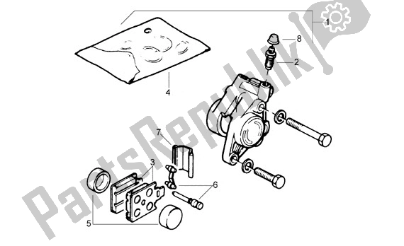 All parts for the Voorwielremklauw of the Aprilia Classic 608 50 1992 - 1999
