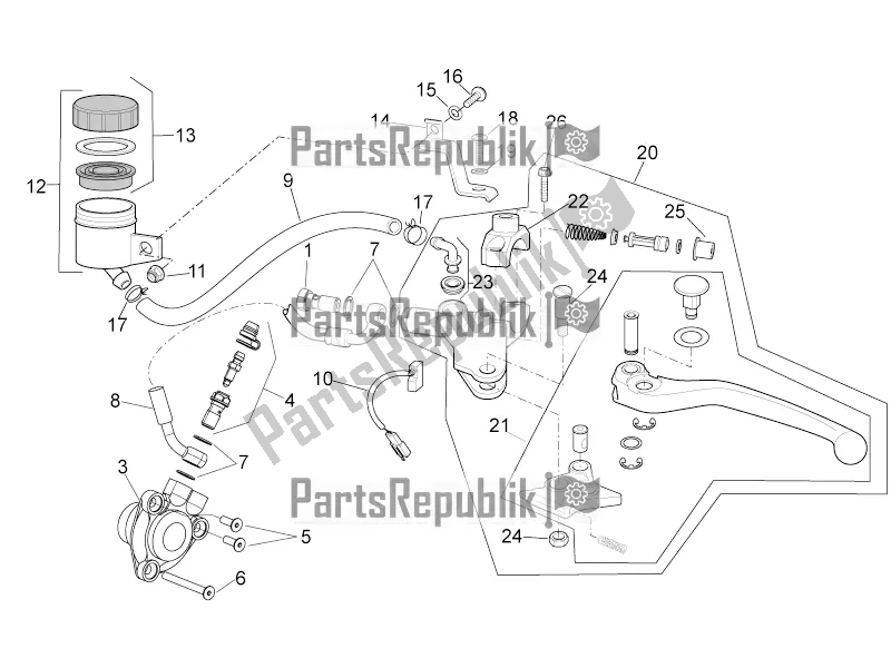 All parts for the Clutch Pump I of the Aprilia Dorsoduro 1200 2016