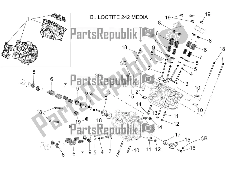 Alle onderdelen voor de Cilinderkop - Kleppen van de Aprilia Dorsoduro 1200 2016