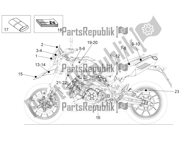 All parts for the Decal -toolkit of the Aprilia Dorsoduro 1200 2016