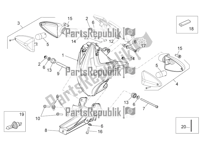 All parts for the Front Lights of the Aprilia Dorsoduro 1200 2016