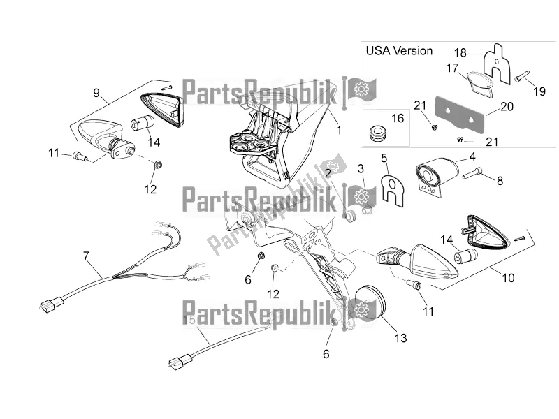 All parts for the Rear Lights of the Aprilia Dorsoduro 1200 2016