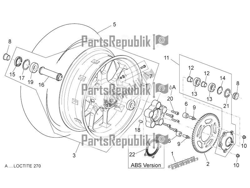 All parts for the Rear Wheel of the Aprilia Dorsoduro 1200 2016