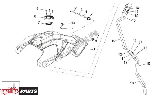 Alle onderdelen voor de Benzinetank van de Aprilia Dorsoduro 69 1200 2010