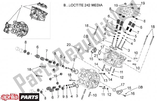 All parts for the Kop Cilinder of the Aprilia Dorsoduro 69 1200 2010