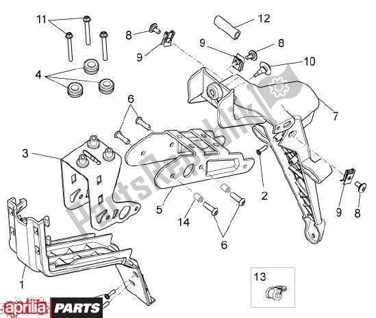 Tutte le parti per il Porta Targa del Aprilia Dorsoduro 69 1200 2010