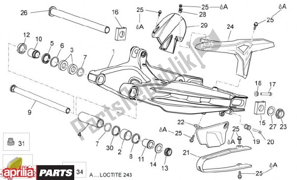 Alle Teile für das Schwinge des Aprilia Dorsoduro 69 1200 2010