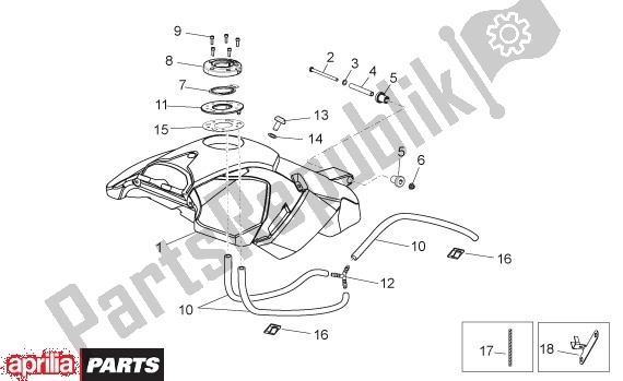 Todas as partes de Assento Do Tanque De Combustível do Aprilia Dorsoduro 40 750 2008 - 2011