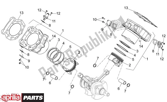 All parts for the Cylinder of the Aprilia Dorsoduro 40 750 2008 - 2011