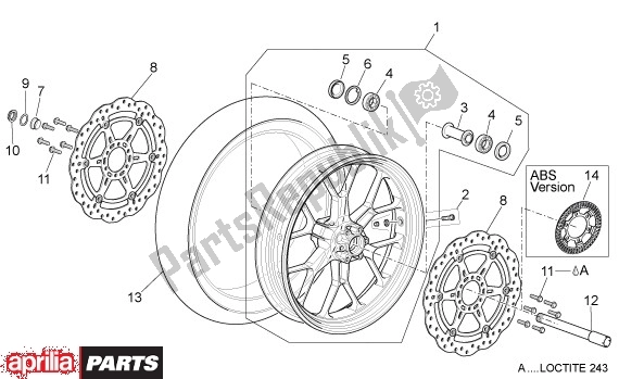 All parts for the Front Wheel of the Aprilia Dorsoduro 40 750 2008 - 2011