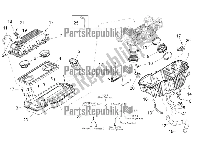 Tutte le parti per il Air Box del Aprilia Dorsoduro 750 2016