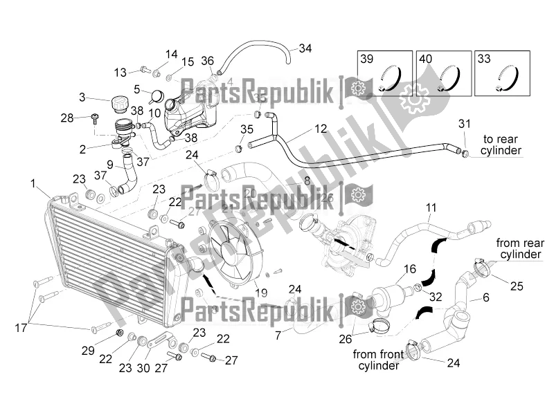 All parts for the Cooling System of the Aprilia Dorsoduro 750 2016