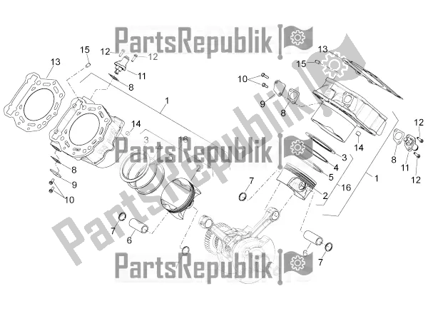 All parts for the Cylinder With Piston of the Aprilia Dorsoduro 750 2016