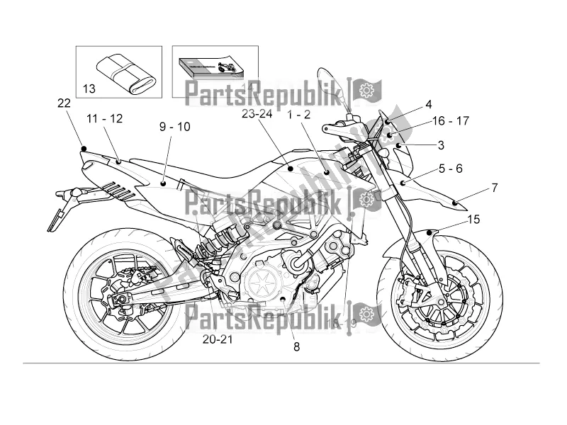 All parts for the Decal -toolkit of the Aprilia Dorsoduro 750 2016