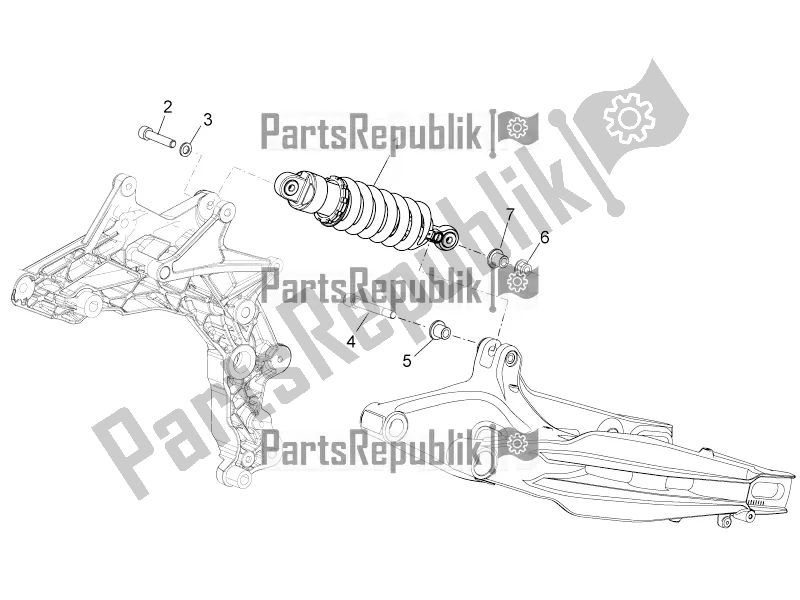 All parts for the Rear Shock Absorber of the Aprilia Dorsoduro 750 2016