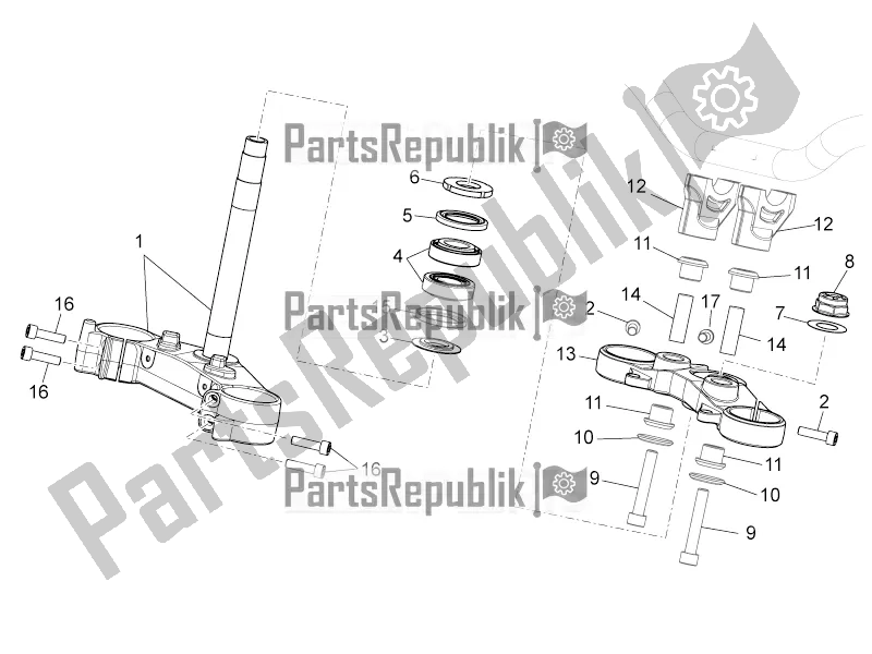 All parts for the Steering of the Aprilia Dorsoduro 750 2016