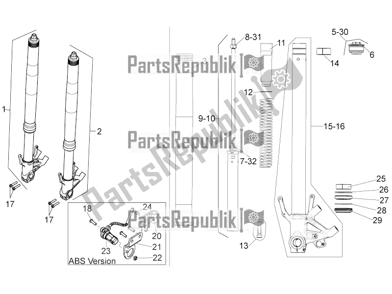 Tutte le parti per il Forcella Anteriore Ii del Aprilia Dorsoduro 750 ABS 2016