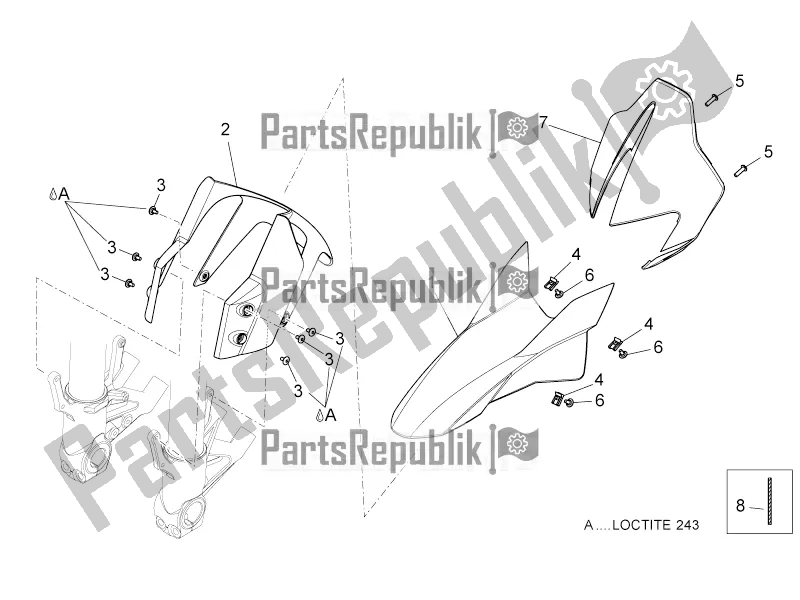 Tutte le parti per il Corpo Anteriore - Parafango Anteriore del Aprilia Dorsoduro 750 ABS 2016