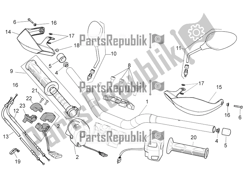 Tutte le parti per il Manubrio - Comandi del Aprilia Dorsoduro 750 ABS 2016