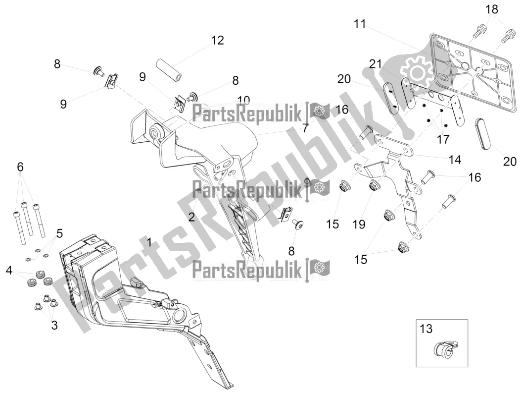 All parts for the Rear Body Iii of the Aprilia Dorsoduro 750 ABS 2016