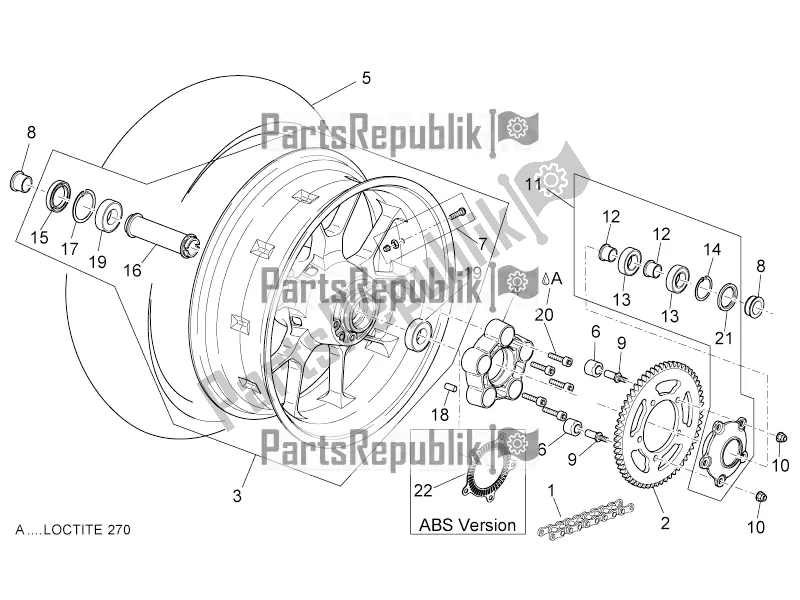 All parts for the Rear Wheel of the Aprilia Dorsoduro 750 ABS 2016