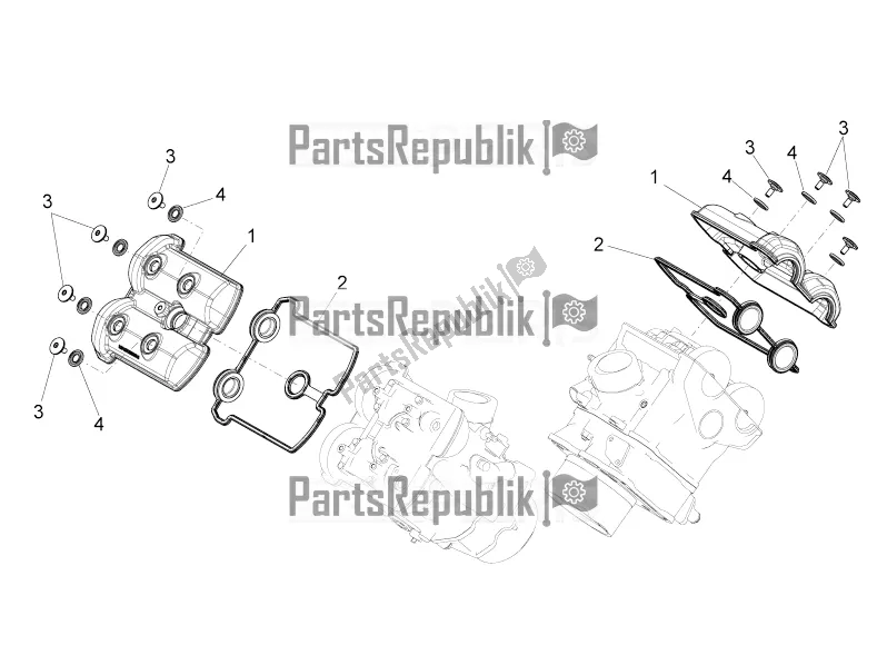 All parts for the Valves Cover of the Aprilia Dorsoduro 750 ABS 2016