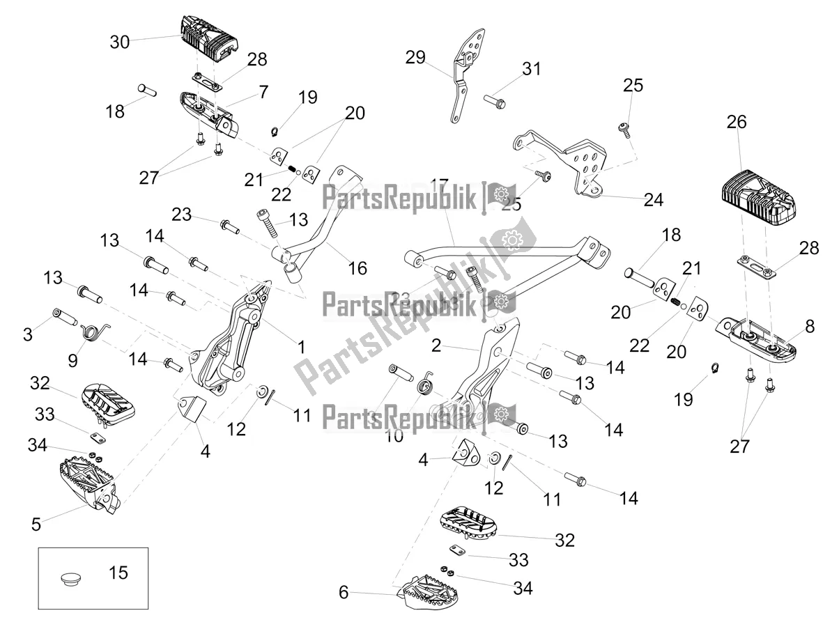 Tutte le parti per il Poggiapiedi del Aprilia Dorsoduro 900 ABS 2017
