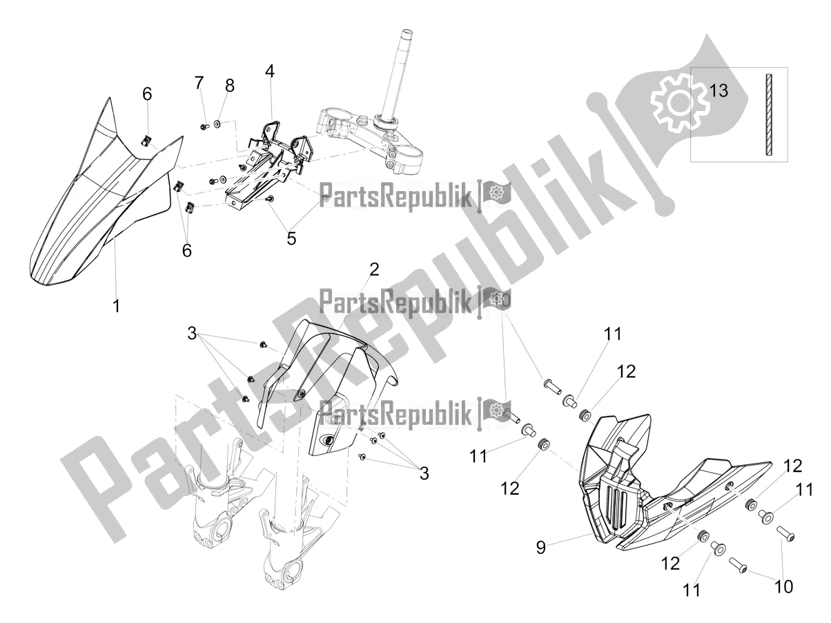 All parts for the Front Mudguard-pillar of the Aprilia Dorsoduro 900 ABS 2017