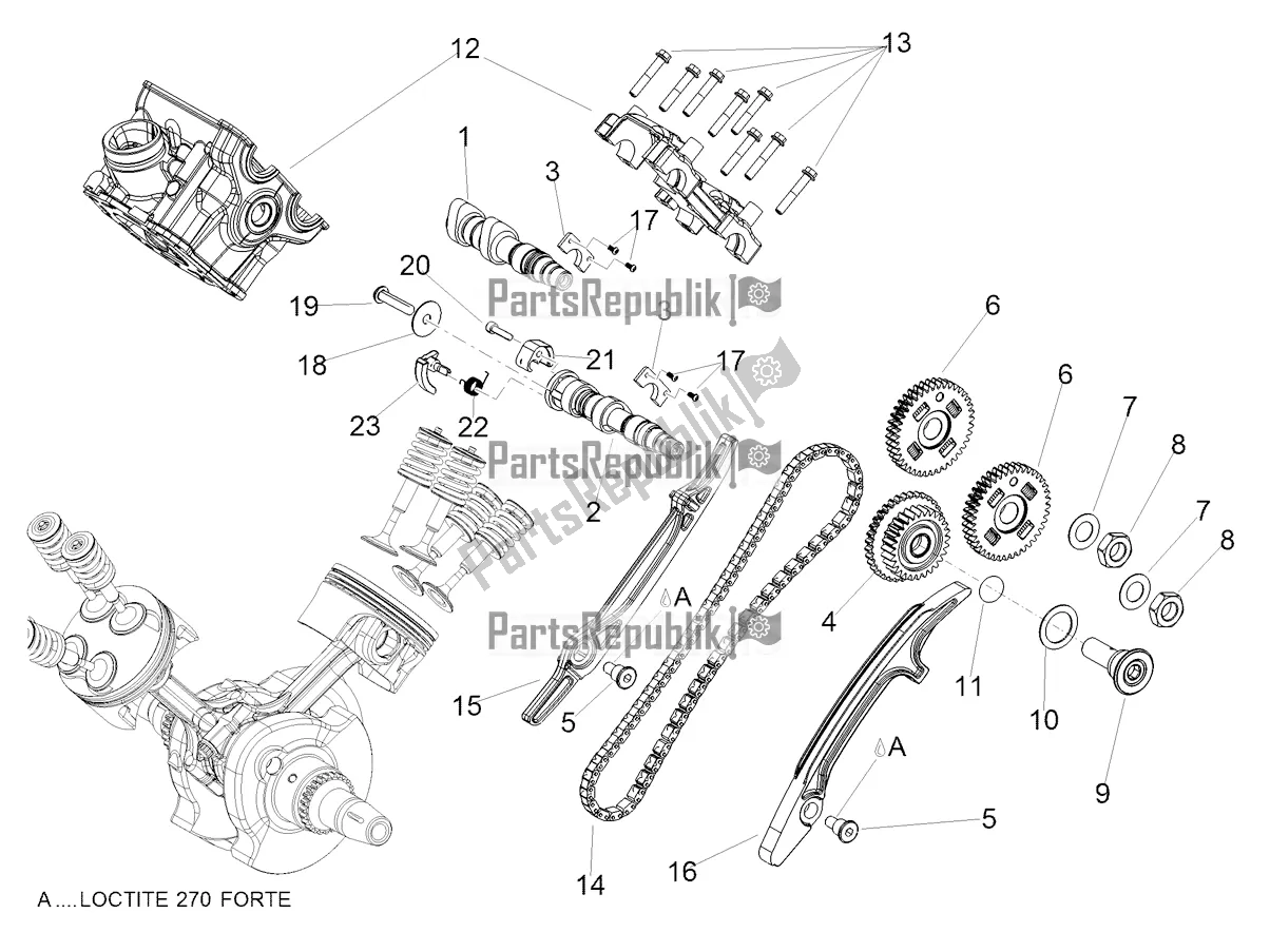 All parts for the Rear Cylinder Timing System of the Aprilia Dorsoduro 900 ABS 2017