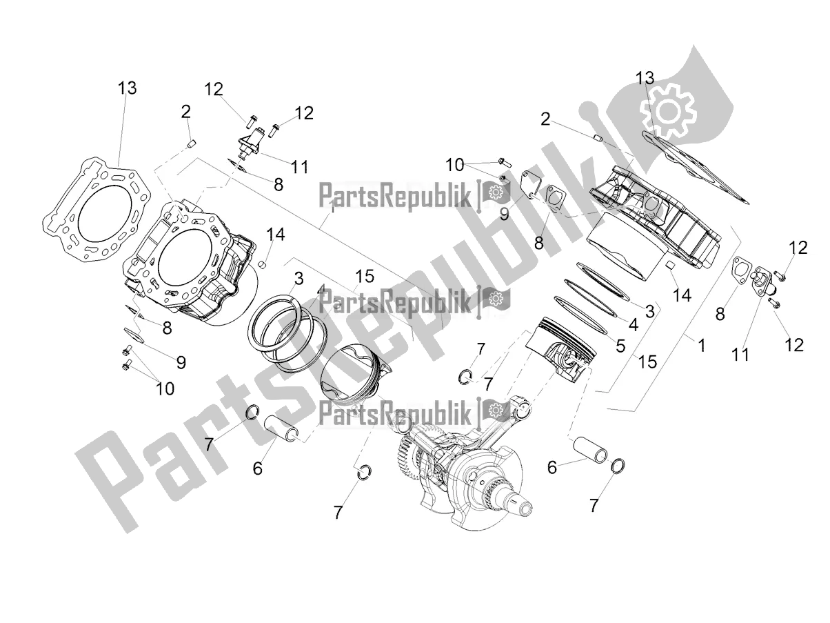 Alle onderdelen voor de Cilinder - Zuiger van de Aprilia Dorsoduro 900 ABS 2018