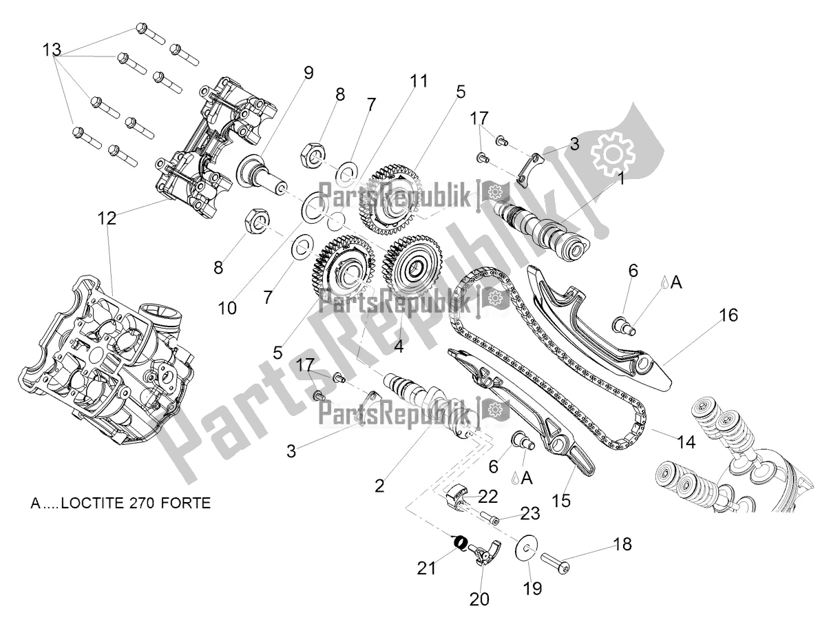 Toutes les pièces pour le Système De Calage Du Cylindre Avant du Aprilia Dorsoduro 900 ABS 2018