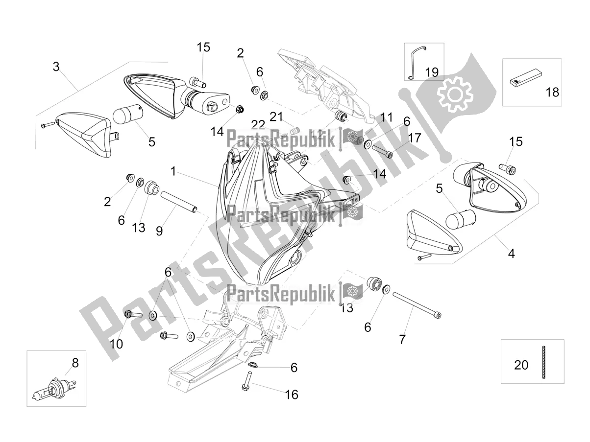 All parts for the Front Lights of the Aprilia Dorsoduro 900 ABS 2018