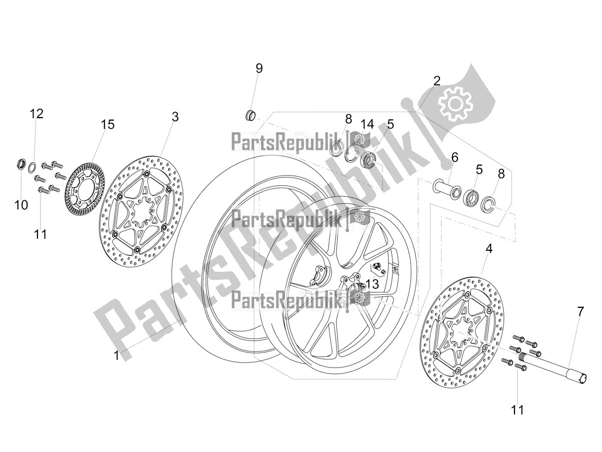 Tutte le parti per il Ruota Anteriore del Aprilia Dorsoduro 900 ABS 2018