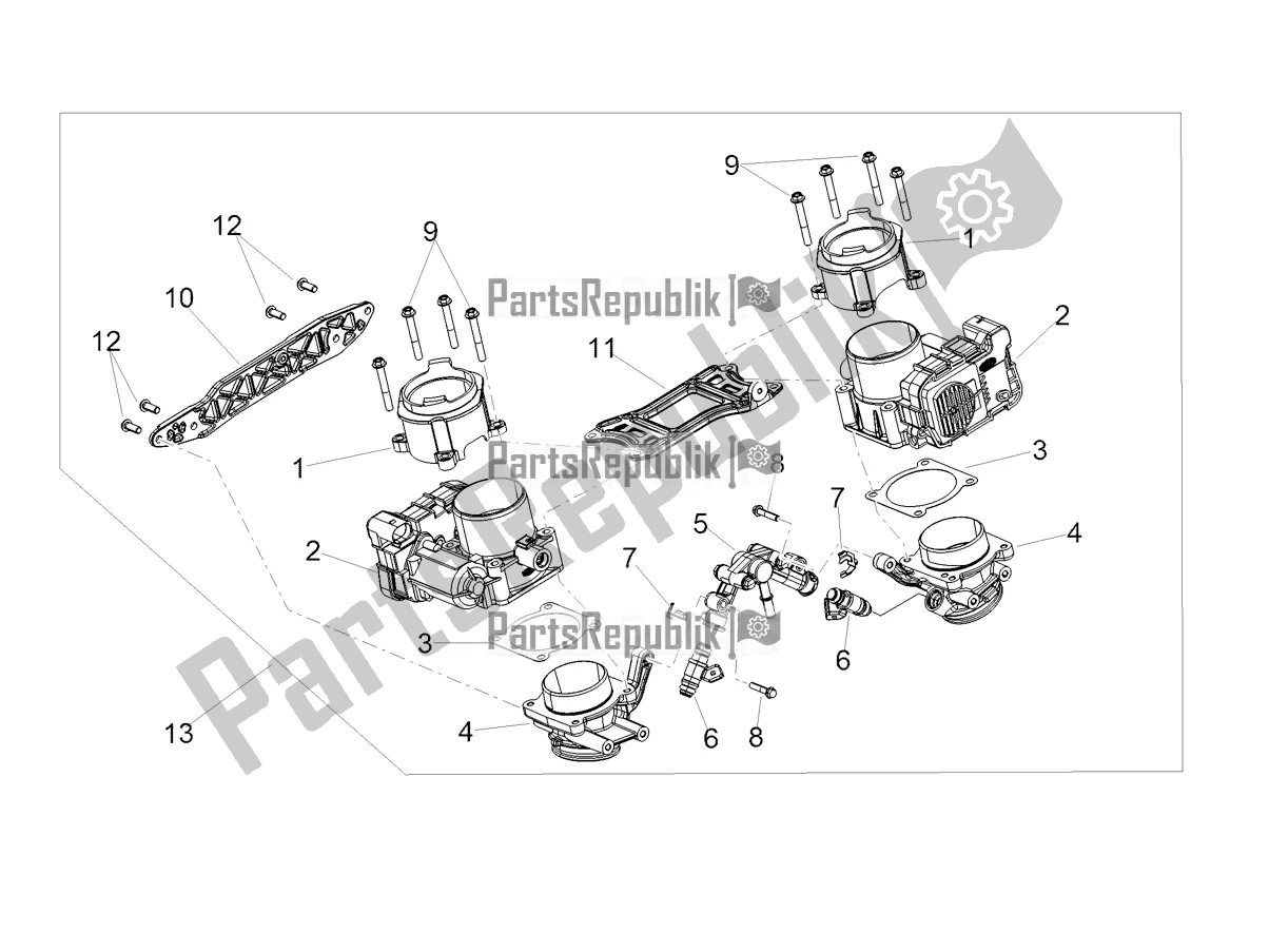 Alle onderdelen voor de Gasklephuis van de Aprilia Dorsoduro 900 ABS 2018