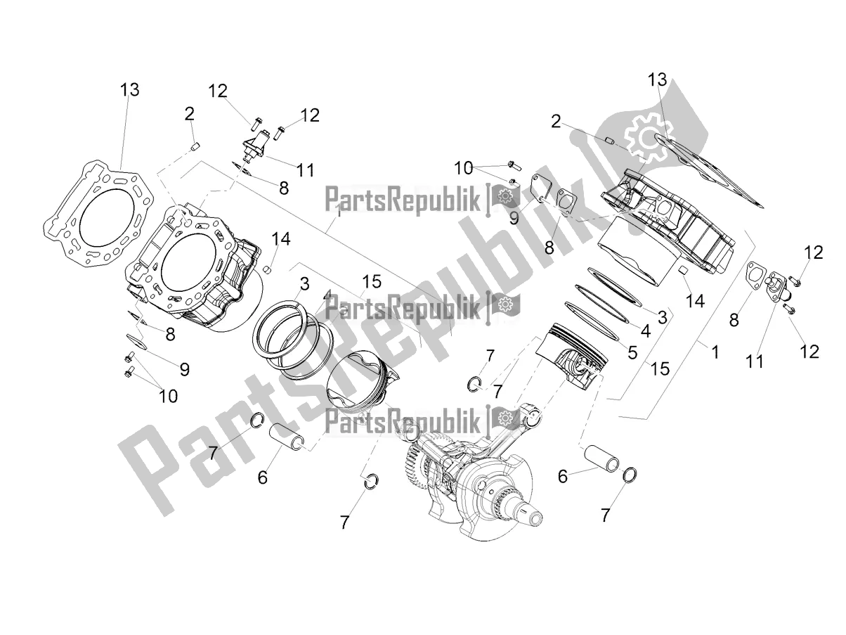Alle onderdelen voor de Cilinder - Zuiger van de Aprilia Dorsoduro 900 ABS 2019