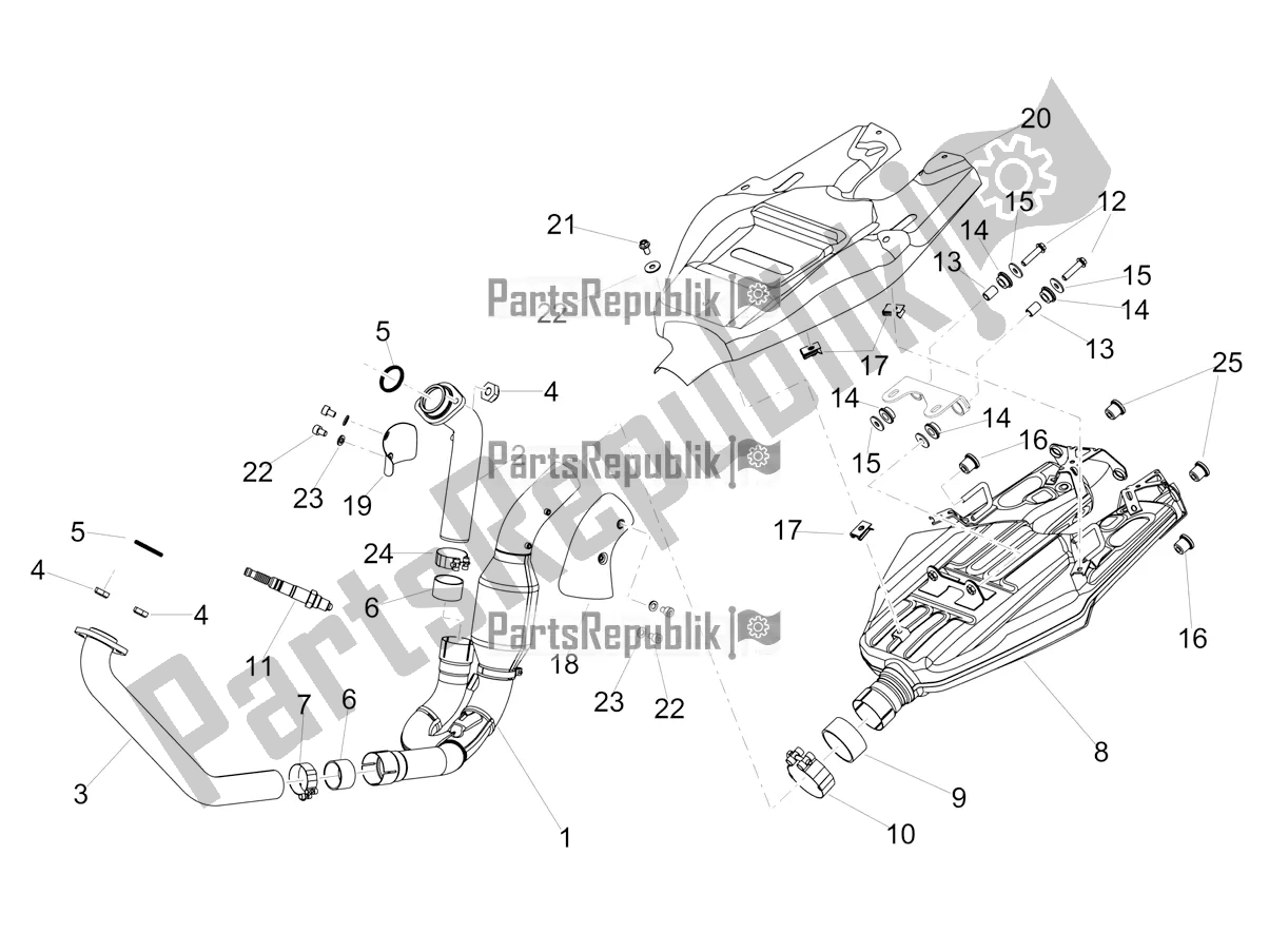 All parts for the Exhaust Pipe of the Aprilia Dorsoduro 900 ABS 2019