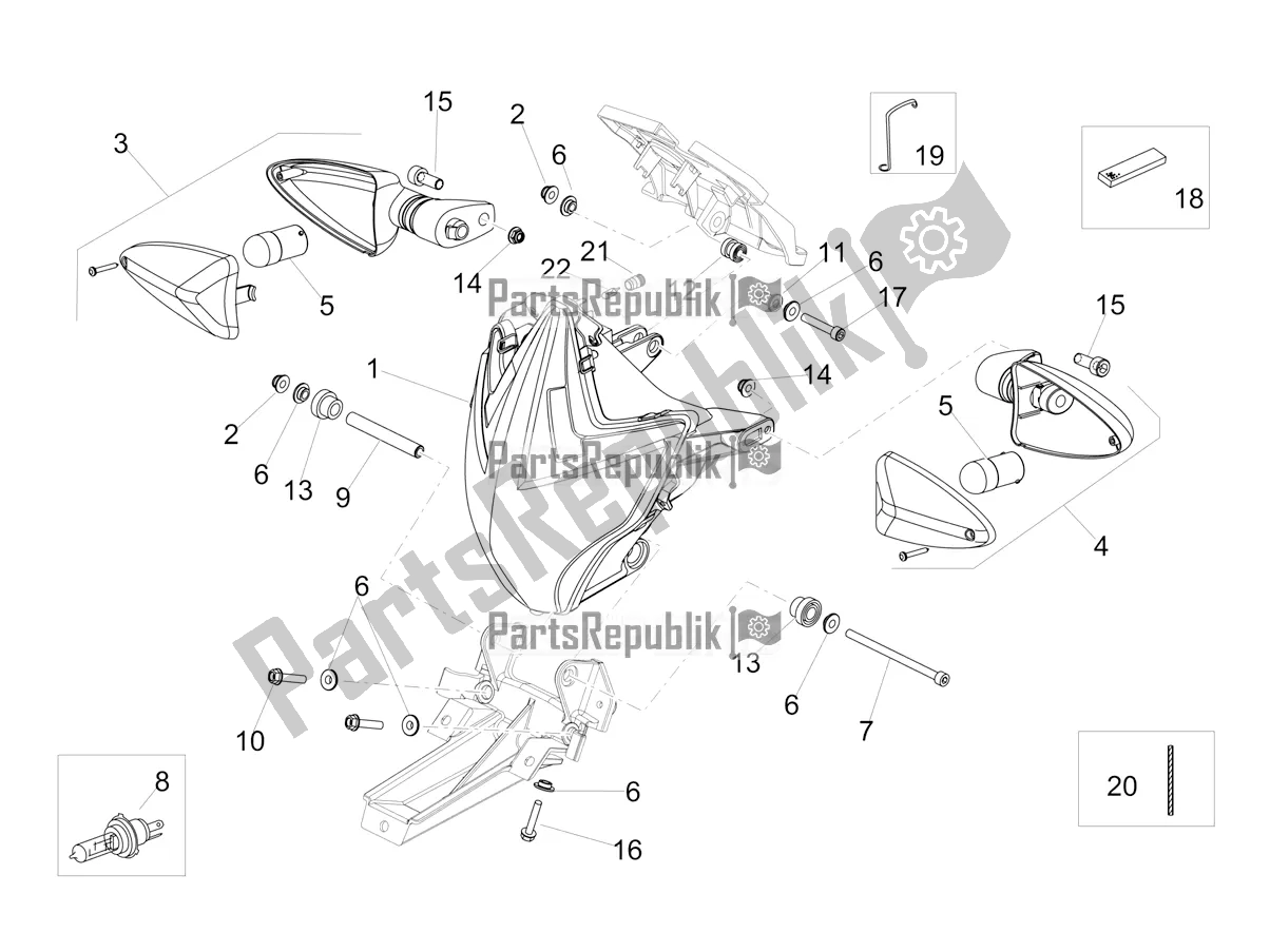 All parts for the Front Lights of the Aprilia Dorsoduro 900 ABS 2019