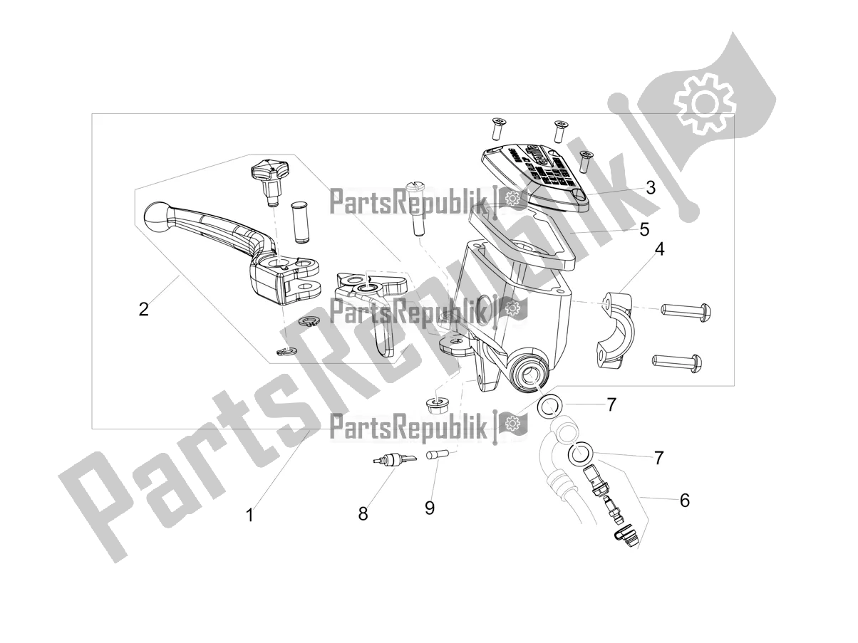 Alle onderdelen voor de Voorste Hoofdcilinder van de Aprilia Dorsoduro 900 ABS 2019