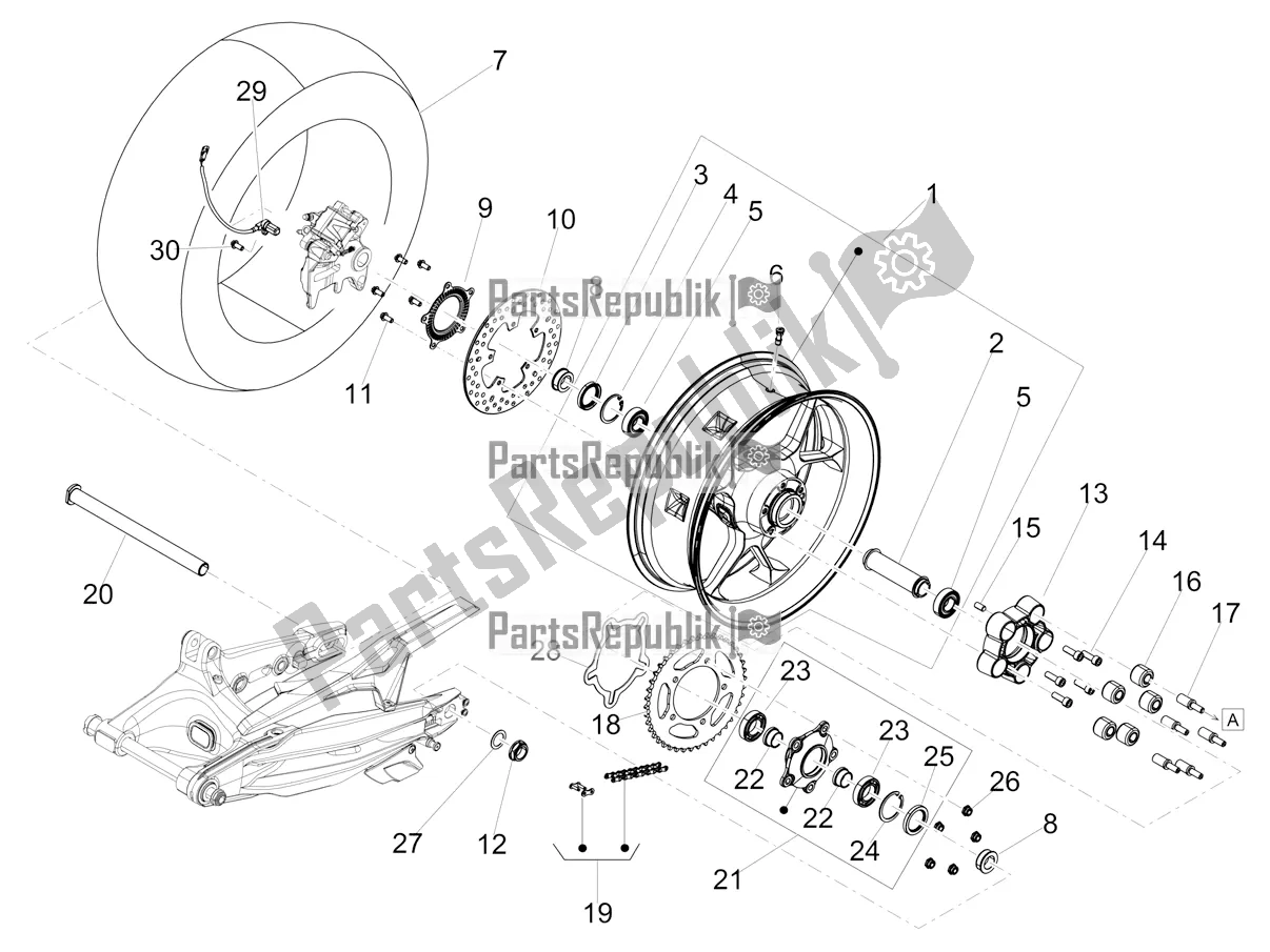 Todas as partes de Roda Traseira do Aprilia Dorsoduro 900 ABS 2020