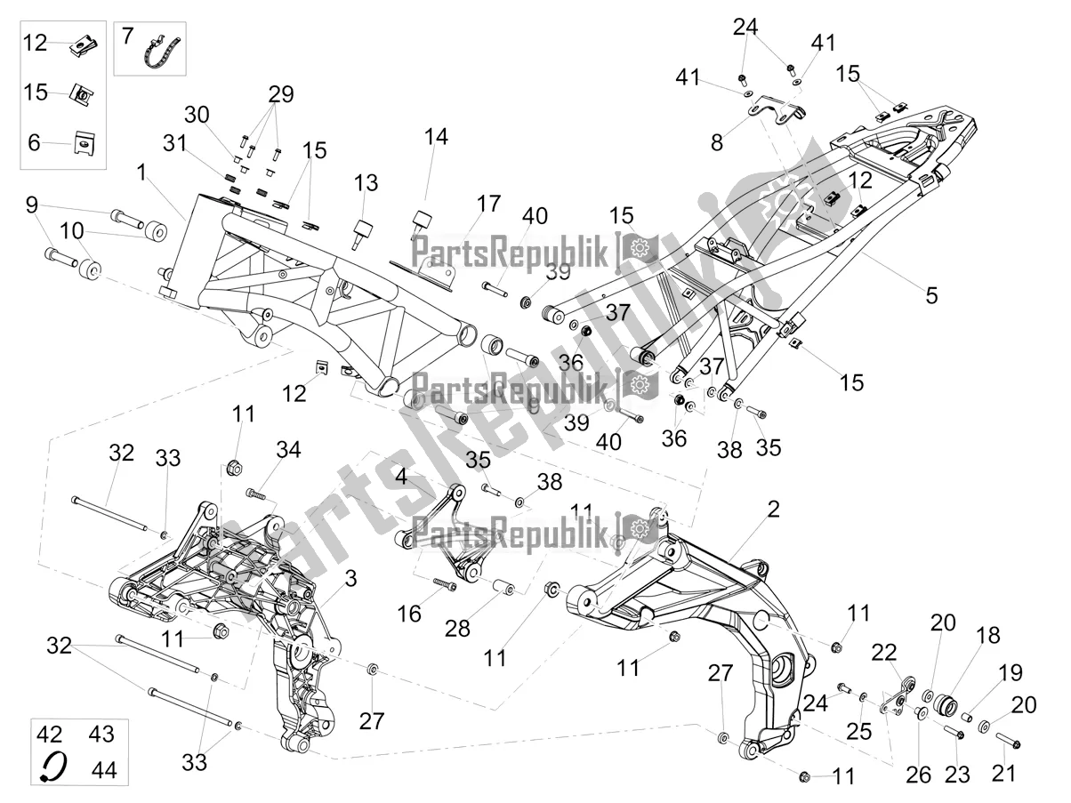 All parts for the Frame of the Aprilia Dorsoduro 900 ABS Apac 2017