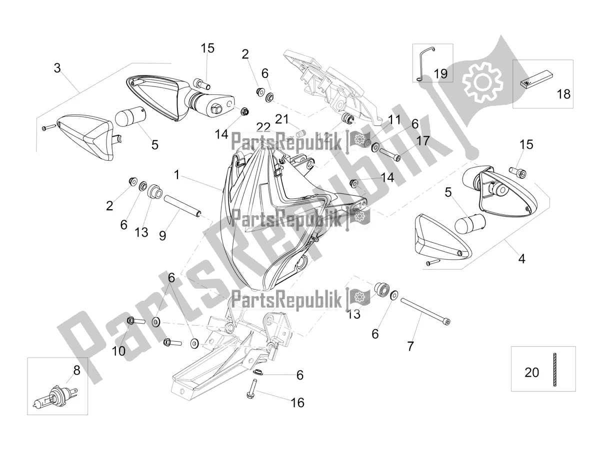 All parts for the Front Lights of the Aprilia Dorsoduro 900 ABS Apac 2017