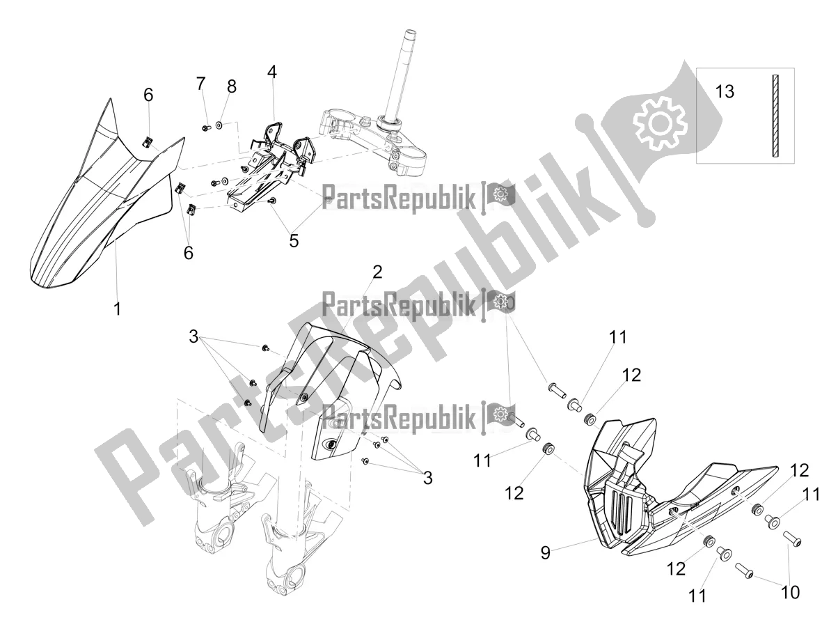 Toutes les pièces pour le Montant-garde-boue Avant du Aprilia Dorsoduro 900 ABS Apac 2017