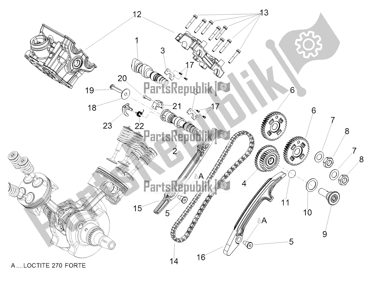 Todas as partes de Sistema De Cronometragem Do Cilindro Traseiro do Aprilia Dorsoduro 900 ABS Apac 2017