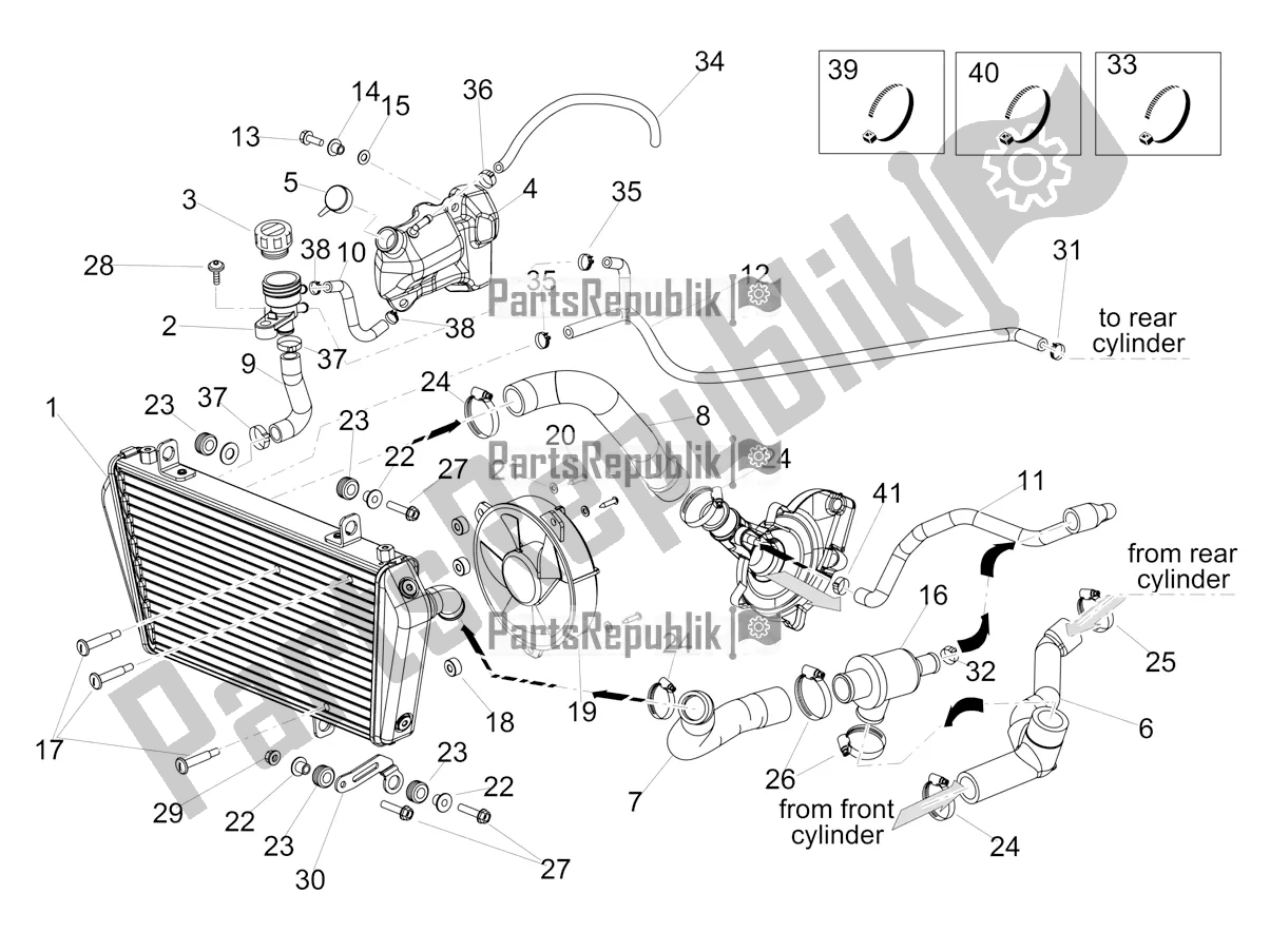 All parts for the Cooling System of the Aprilia Dorsoduro 900 ABS Apac 2018