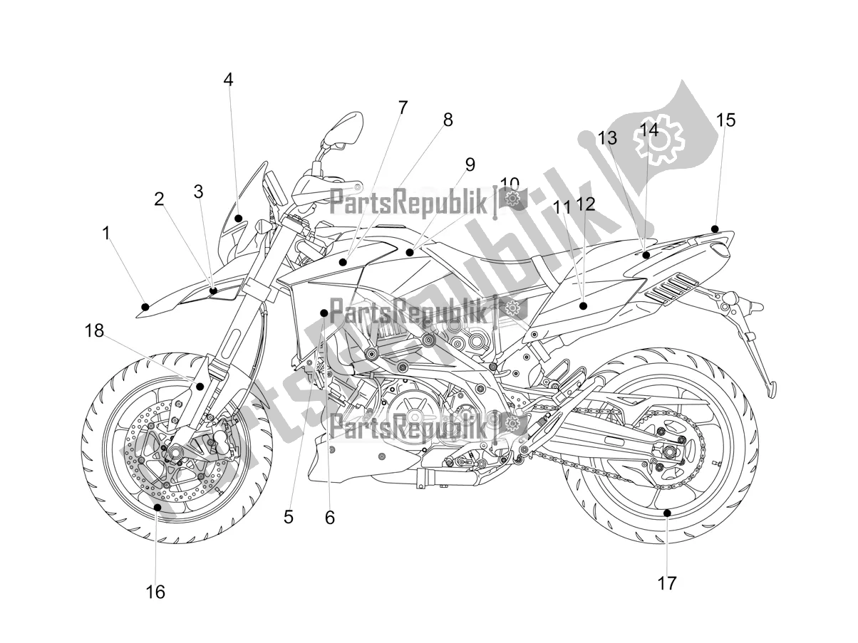 Todas as partes de Decalque do Aprilia Dorsoduro 900 ABS Apac 2018