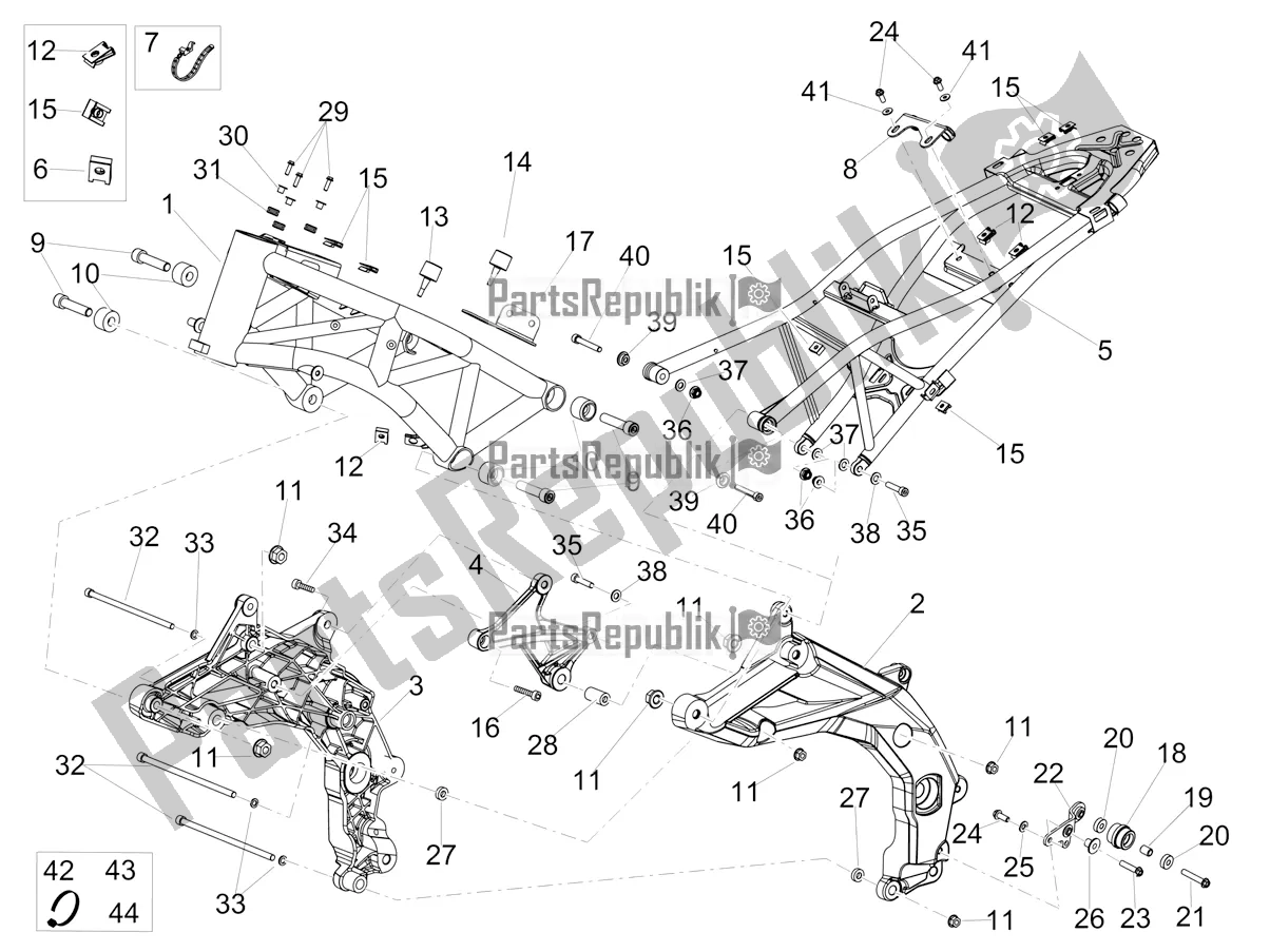 All parts for the Frame of the Aprilia Dorsoduro 900 ABS Apac 2018