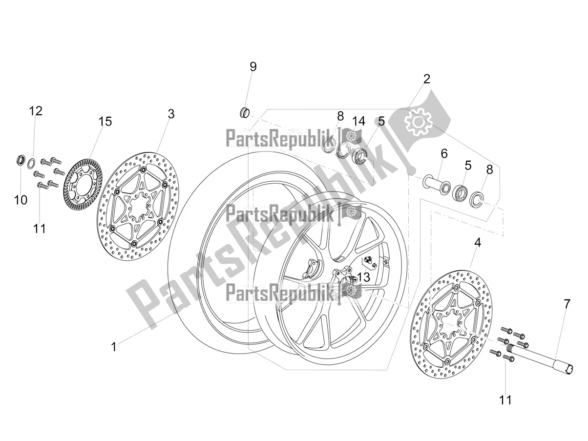 All parts for the Front Wheel of the Aprilia Dorsoduro 900 ABS Apac 2018