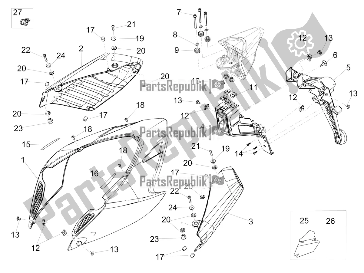 All parts for the Rear Body of the Aprilia Dorsoduro 900 ABS Apac 2018